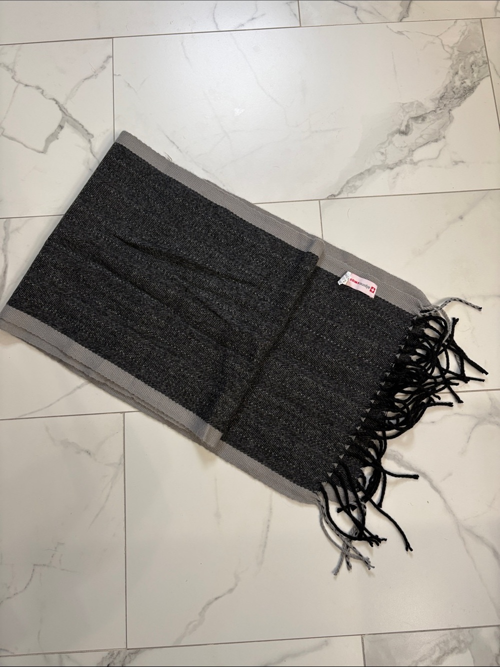 Alpine Swiss Dark Gray Fringed Woven Scarf